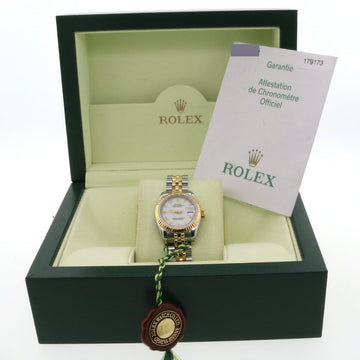 2005 Rolex Datejust Ladies 2-Tone 18K Yellow Gold/Steel 26MM Factory White Roman Dial Jubilee Watch 179173 Box Papers