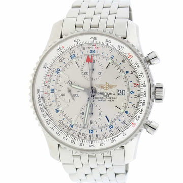 Breitling Navitimer World 46MM Chronograph GMT Cream Dial Automatic Stainless Steel Mens Watch A24322