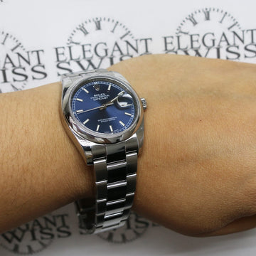 Rolex Datejust Blue Index Dial 36MM Smooth Domed Bezel Stainless Steel Automatic Oyster Mens Watch 116200 w/Box&Papers