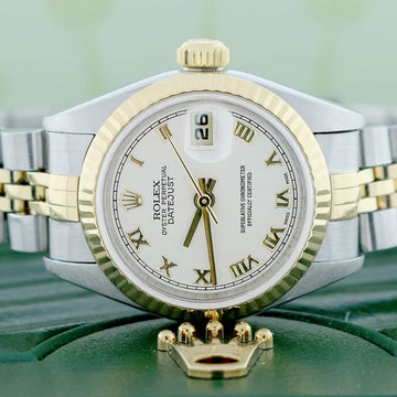 Rolex Datejust Ladies 2-Tone 18K Yellow Gold/Steel 26MM Original Pyramid Dial Jubilee Watch 79173