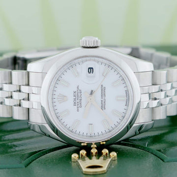 Rolex Datejust Ladies Original White Index Dial 26MM Domed Bezel Automatic Stainless Steel Jubilee Watch 179160