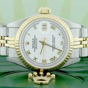 Rolex Datejust Ladies 2-Tone Yellow Gold/Steel Original White Roman Dial 26MM Jubilee Watch 69173