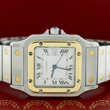 Cartier Santos Or Et Acier 2-Tone 18K Yellow Gold/Stainless Steel 29MM Silver Roman Dial Automatic Watch 2961