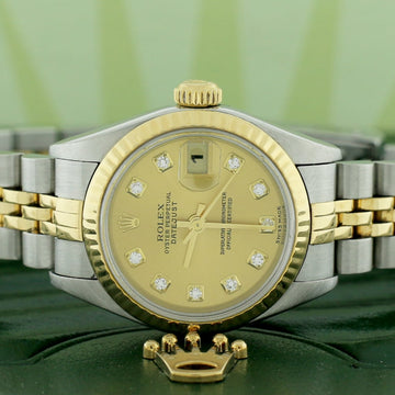 Rolex Datejust Ladies 2-Tone 18K Yellow Gold/Steel 26MM Original Champagne Diamond Dial Jubilee Watch 79173