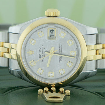 Rolex Datejust Ladies Original Meteorite Diamond Dial 2-Tone 18K Yellow Gold/Stainless Steel 26MM Oyster Watch 179163
