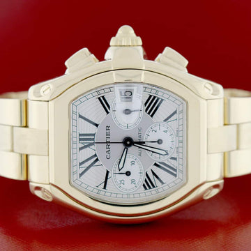 Cartier Roadster Chronograph 18K Yellow Gold XL 43mm Automatic Watch W62021Y2 Box Papers