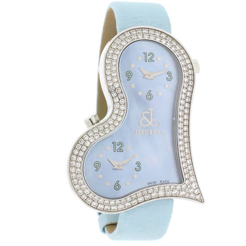 Jacob & Co. Amore Factory Blue Mother of Pearl Dial Diamond Bezel Stainless Steel Ladies Watch JC-AM2D