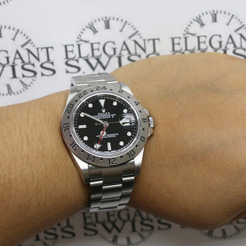 Rolex Explorer II 40MM Black Dial GMT Automatic Stainless Steel Mens Oyster Watch 16570
