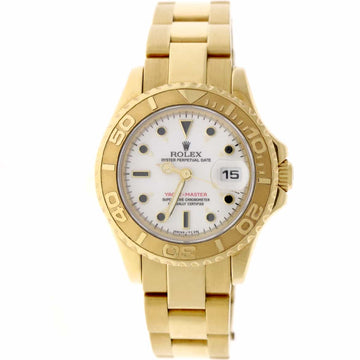 Rolex Yacht-Master Ladies 18K Yellow Gold Original White Dial 29MM Automatic Watch 69628
