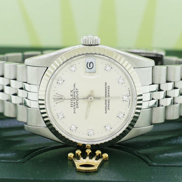 Rolex Datejust 31mm Midsize Diamond Dial 18K White Gold fluted bezel Automatic Jubilee Watch 68274