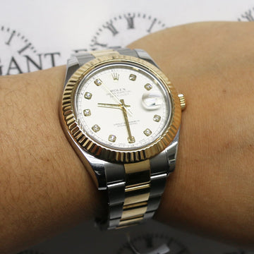 Rolex Datejust II 2-Tone 18K Yellow Gold/SS Factory Cream Diamond Dial 41MM Mens Oyster Watch 116333