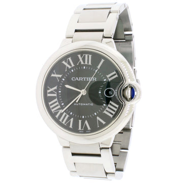 Cartier Ballon Bleu Stainless Steel 42mm Grey Roman Dial Automatic Mens Watch W69012Z4