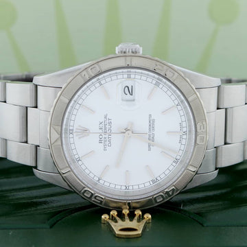 Rolex Datejust Turnograph Thunderbird 36MM White Dial Automatic Stainless Steel Mens Watch 16264