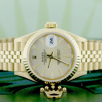 Rolex President Datejust Ladies 18K Yellow Gold 26MM Original Champagne Index Dial Automatic Jubilee Watch 69178