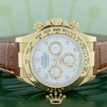 Rolex Cosmograph Daytona 18K Yellow Gold Original White Dial 40MM Automatic Mens Watch 116518