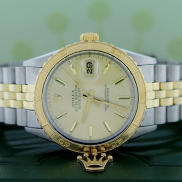 Rolex Datejust Thunderbird Turnograph 2-Tone 18K Yellow Gold & Stainless Steel Original Champagne Index Dial 36MM Jubilee Watch 16253