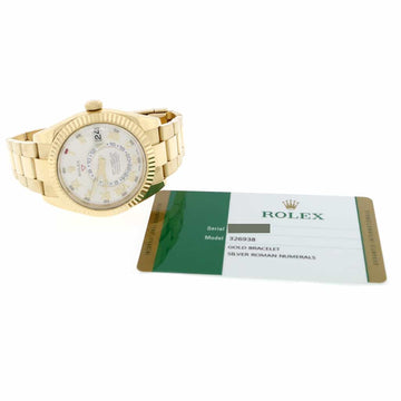 Rolex Sky-Dweller 18K Yellow Gold Original Roman Dial 42MM Automatic Mens Watch 326938