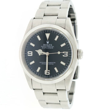 Rolex Explorer Black Dial 36MM Stainless Steel Automatic Mens Oyster Watch 14270