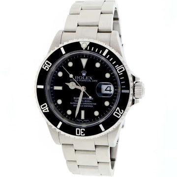 Rolex Submariner Date Black Dial 40MM Automatic Stainless Steel Oyster Mens Watch 16610