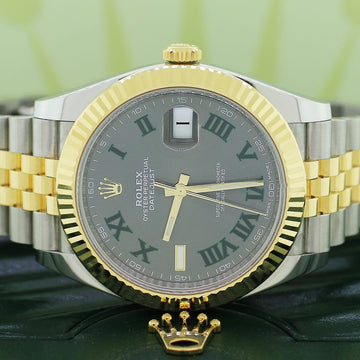 2018 Rolex Datejust II 2-Tone 18K Yellow Gold/Steel 41mm Slate Roman Dial Automatic Mens Jubilee Watch 126333