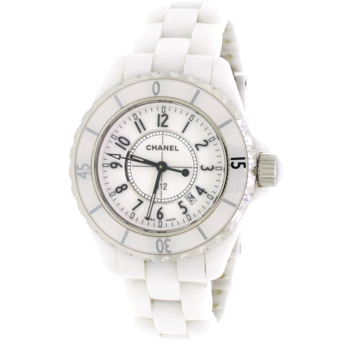 Chanel J12 White Ceramic Bracelet 38mm Double Row Diamond Bezel Watch H0969  RHGZBH - Beverly Hills Watch