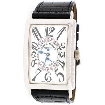 Franck Muller Long Island Bi-Retrograde 18K White Gold Factory Silver Dial 32MM Automatic Mens Watch 1100DS-R