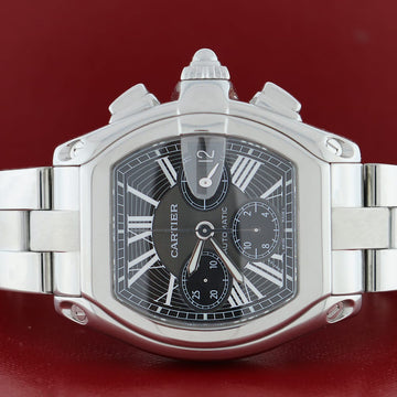 Cartier Roadster Chronograph XL 43mm Black Roman Dial Steel Watch W62020X6