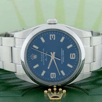 Rolex Air-King Original Blue Arabic/Index Dial 34MM Domed Bezel Automatic Stainless Steel Oyster Mens Watch 114200