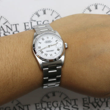 Rolex Datejust Midsize 31MM Oyster Factory White Roman Dial Smooth Bezel Steel Watch 68240