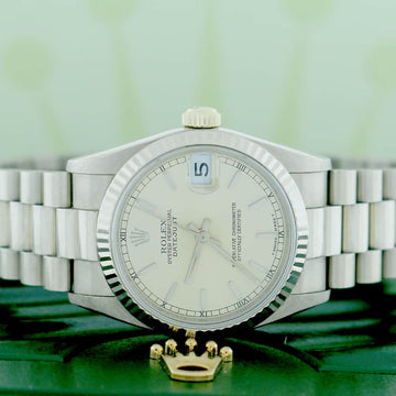 Rolex President Datejust Midsize 18K White Gold 31MM Automatic Watch 68279