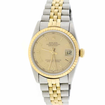 Rolex Datejust 2-Tone 18K Yellow Gold/Stainless Steel Original Champagne Roman Dial 31mm Womens Jubilee Watch 68273