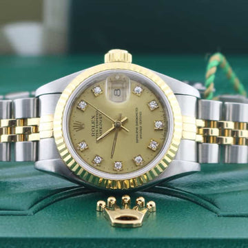 Rolex Datejust Ladies 2-Tone Gold/Steel Original Diamond Dial 26MM Watch 69173