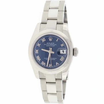 Rolex Datejust Ladies Blue Roman Dial 26MM Domed Bezel Automatic Stainless Steel Oyster Watch 179160