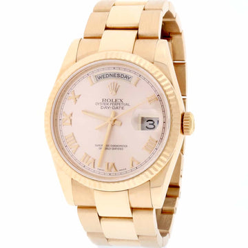 Rolex President Day-Date 18K Rose Gold 36MM Pink Roman Dial Automatic Mens Oyster Watch 118235