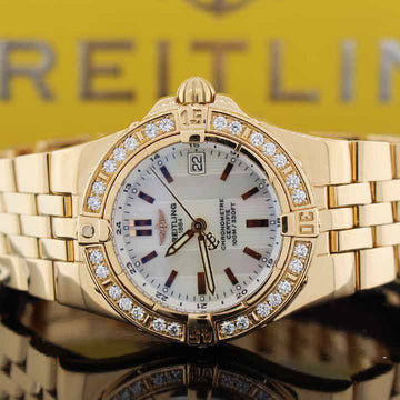 Breitling Starliner Galactic 18K Rose Gold Original Diamond Bezel Mother of Pearl Dial 30MM Limited Edition Ladies Watch H71340