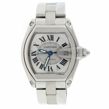 Cartier Roadster Large Silver Roman Dial Automatic Stainless Steel Mens Watch W62025V3