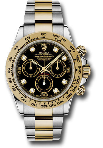 Rolex Yellow Rolesor Cosmograph Daytona 40 Watch - Black Diamond Dial - 116503 bkd