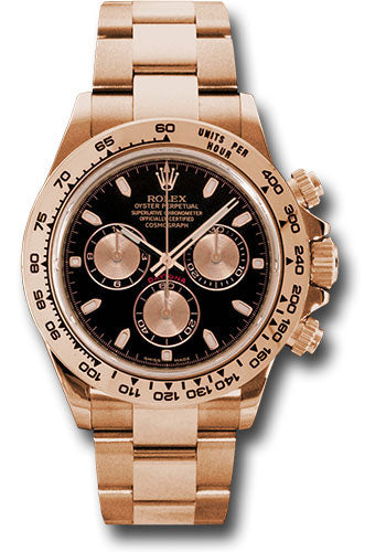 Rolex Everose Gold Cosmograph Daytona 40 Watch - Black Index Dial - 116505 bk