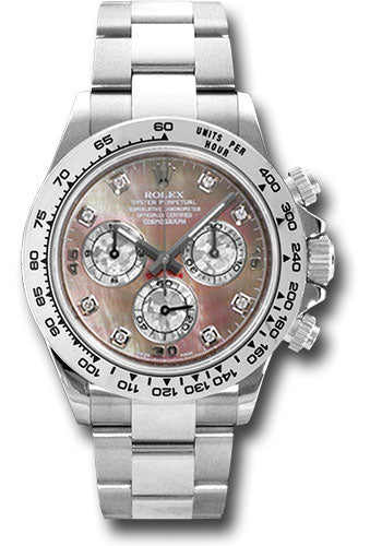 Rolex White Gold Cosmograph Daytona 40 Watch - Dark Mother-Of-Pearl Diamond Dial - 116509 dkltmd