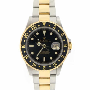 Rolex GMT-Master II 2-Tone 18K Yellow Gold & Stainless Steel Black Dial Automatic Mens Watch 16713
