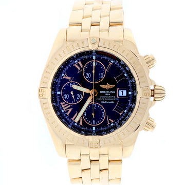Breitling Chronomat Evolution 18K Rose Gold Black Roman Dial Chronograph 44MM Automatic Mens Watch H13356