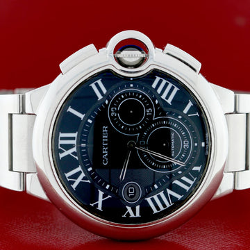 Cartier Ballon Bleu XL Chronograph Black Roman Dial 44MM Automatic Stainless Steel Mens Watch W6920077