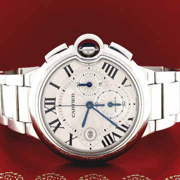 Cartier Ballon Bleu XL Chronograph Silver Dial 44MM Automatic Stainless Steel Mens Watch W6920076