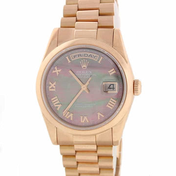 Rolex President Day-Date 18K Rose Gold Tahitian MOP Roman Dial 36MM Jubilee Automatic Mens Watch 118205