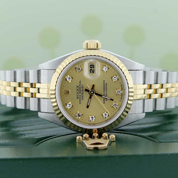 Rolex Datejust Ladies 2-Tone Gold/Steel Original Diamond Dial 26MM Watch 69173