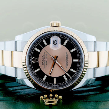 Rolex Datejust 2-Tone 18K Rose Gold/Stainless Steel Tuxedo Dial 36MM Automatic Mens Watch 116231