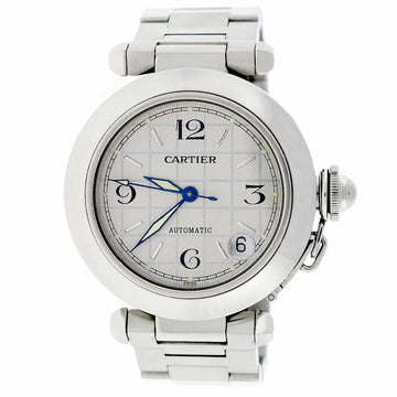 Cartier Pasha Midsize Silver Grid Dial 35MM Automatic Stainless Steel Watch W31023M7
