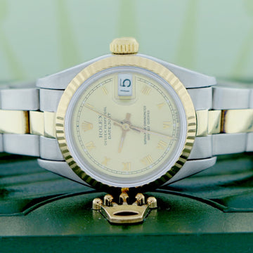 Rolex Datejust Ladies 2-Tone Gold/Steel Original Champagne Roman Dial 26MM Automatic Watch 69173