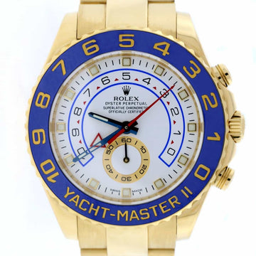 Rolex Yacht-Master II 18K Yellow Gold Blue Ceramic Bezel 44MM Automatic Mens Watch 116688