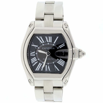 Cartier Roadster Black Roman Dial 35mm Automatic Steel Watch W62041V3 Box Papers